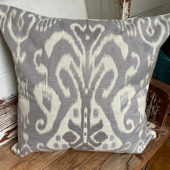 Custom Made Purple Ikat Print Accent Pillow Cover - Picture 1 of 7